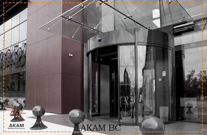 درب اتوماتیک شیشه ای نیم دایره ای آکام
